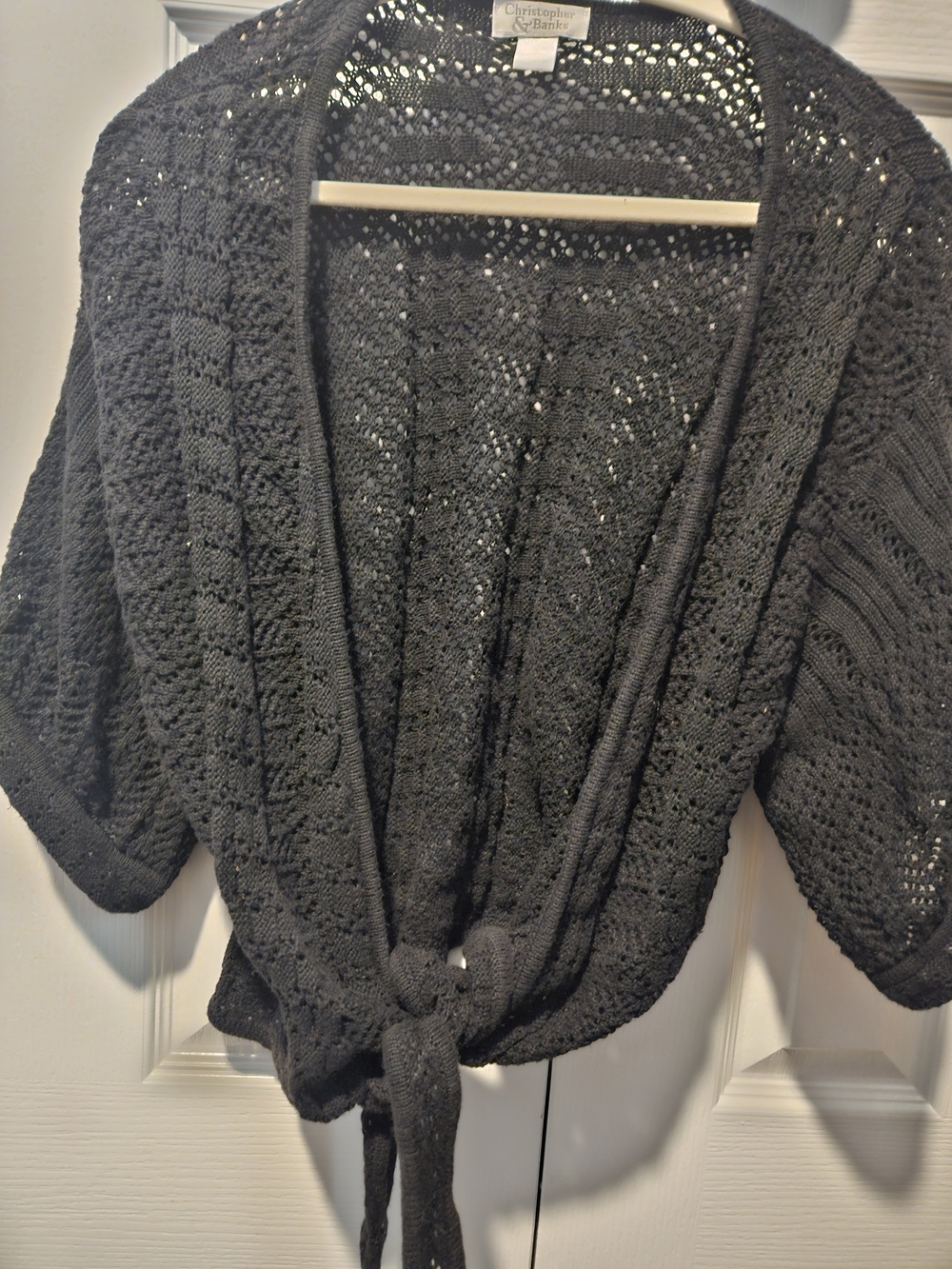 🎉 3 Items/$15 🎉 Christopher & Banks Black Open-Knit Tie-Front Cardigan